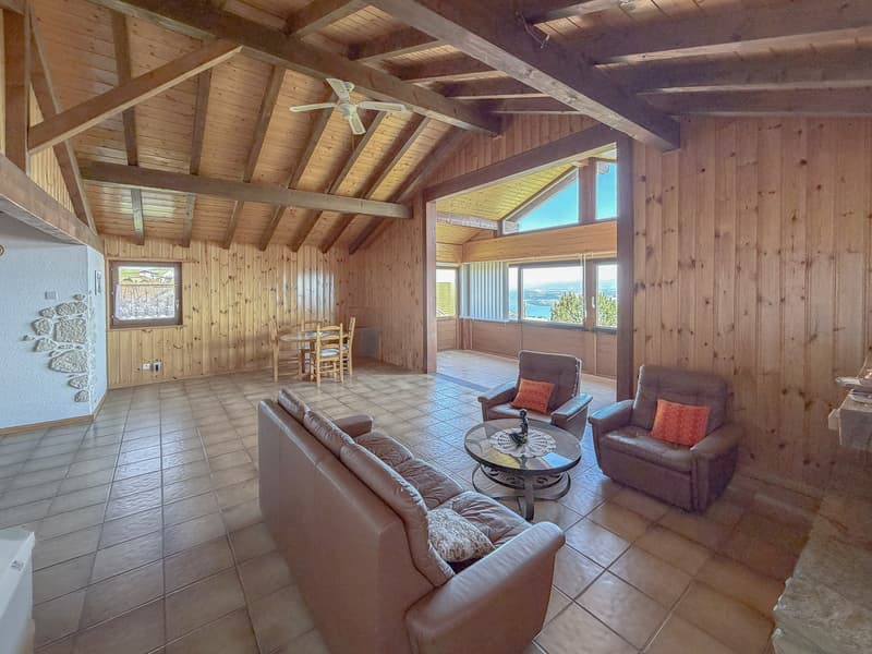 Appt de 4.5 pièces à l'étage - grand salon avec cheminée à bois