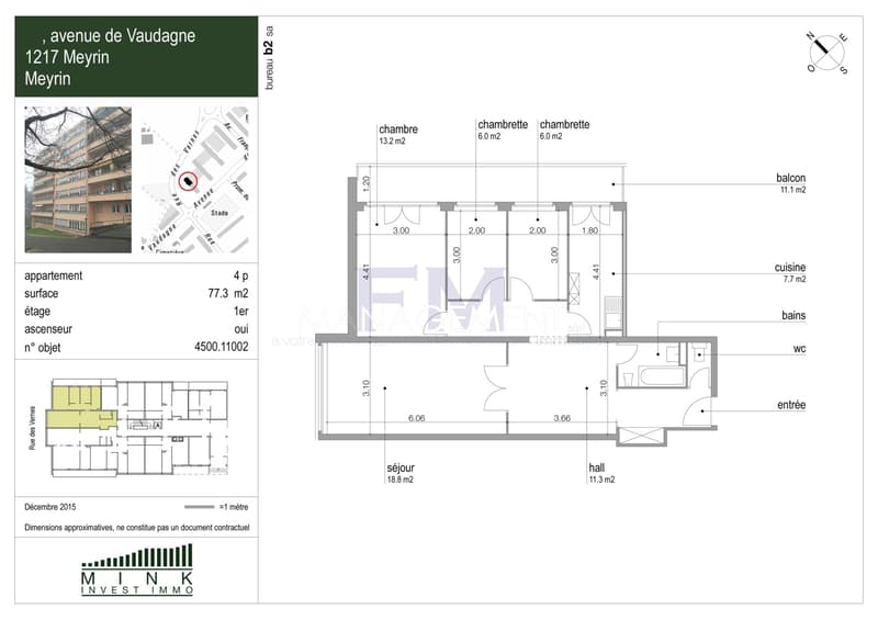 Meyrin, Av. de Vaudagne, 4 Zimmer im 1. Stock, ca. 77 m2 (13)