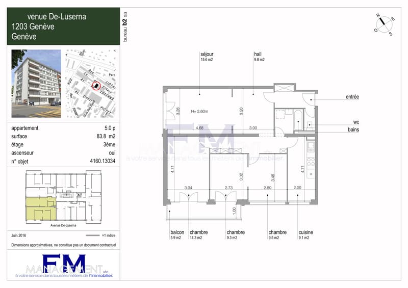 Avenue De-Luserna - 5 pezzi di ca. 84 m² al 3° piano (2)