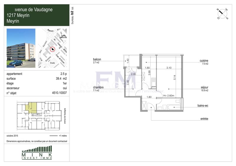 Avenue de Vaudagne - 2,5 Zimmer mit etwa 39,40 m² im 1. Stock (3)