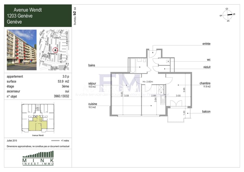Avenue Wendt - 3 rooms of approximately 54 m² on the 3rd floor (4)