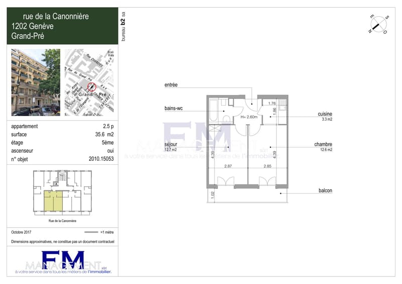 Rue de la Canonnière, 2.5 rooms of approximately 36 m² on the 5th floor (4)