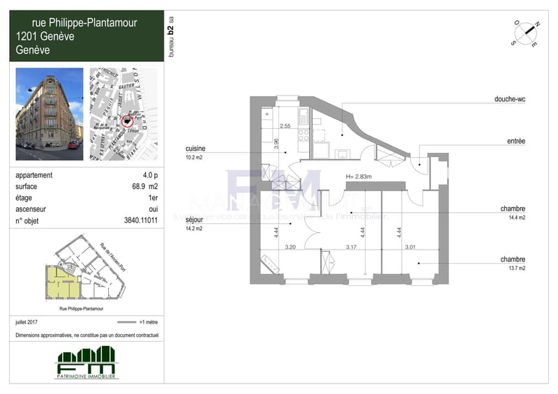 Pâquis, Rue Plantamour, 4 pezzi al 1° piano, circa 69m2 (7)