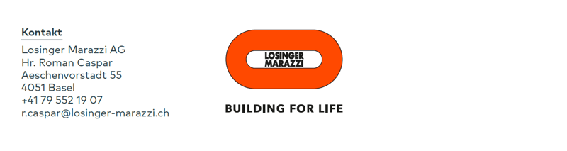 Contact information for Losinger Marazzi AG, including address, phone number, and email.