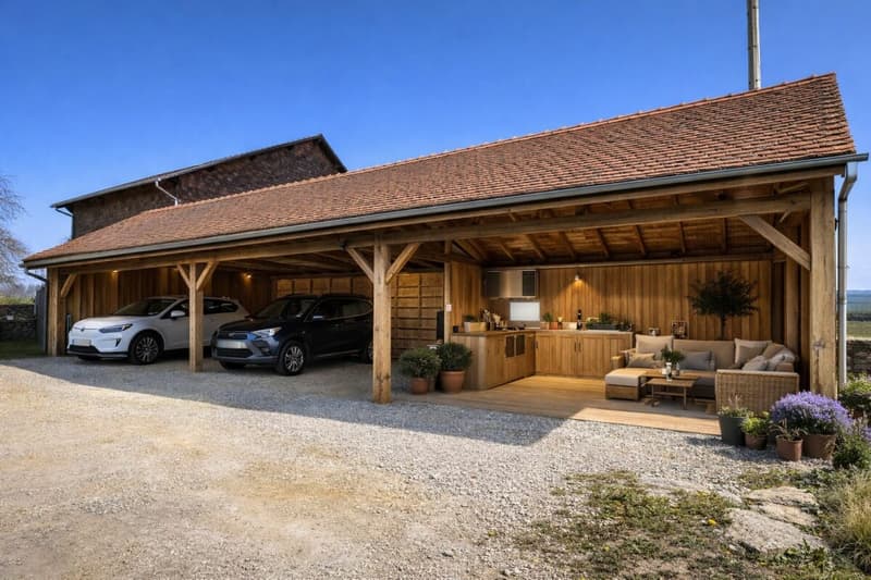 Gelände mit großem Landwirtschaftsgebäude und Überdachung, umgebaut zur Wohnung oder das gesamte Erdgeschoss für eine Aktivität und Ihre Wohnung im Obergeschoss, oder mehrere Familien? (9)