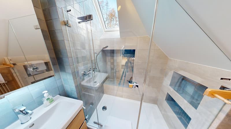 Bathroom with sink, shower, toilet and bathtub.