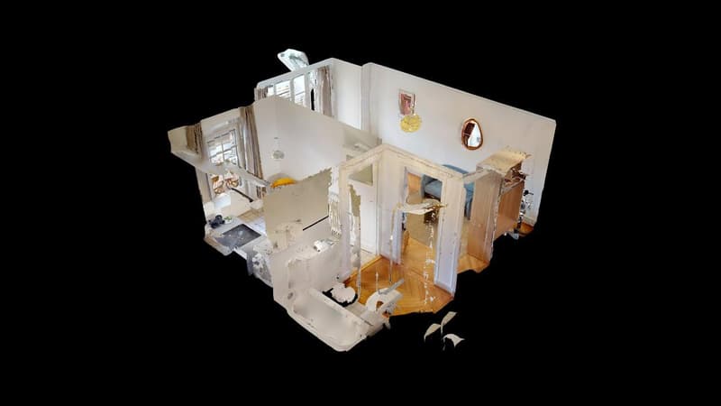 1 floor layout, living room, 1 bedroom, bathroom, balcony, kitchen
