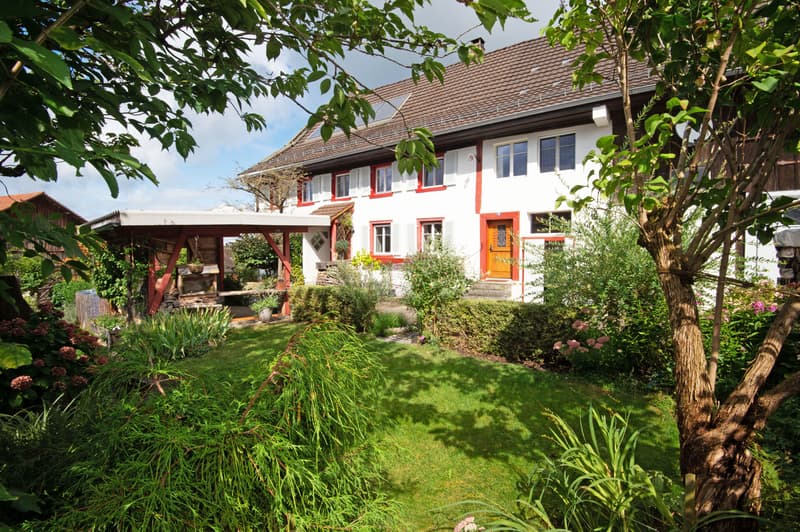 2. Hausansicht - Einfamilienhaus, Bauernhaus, 8 Zimmer, freistehend, restauriert, familienfreundlich, Parkett, Stellplätze, Estrich, Scheune, Ausbaupotenzial, kaufen, verkaufen, Immobilienmakler, FEHR Immopartner AG, Homburg, Frauenfeld, Thurgau