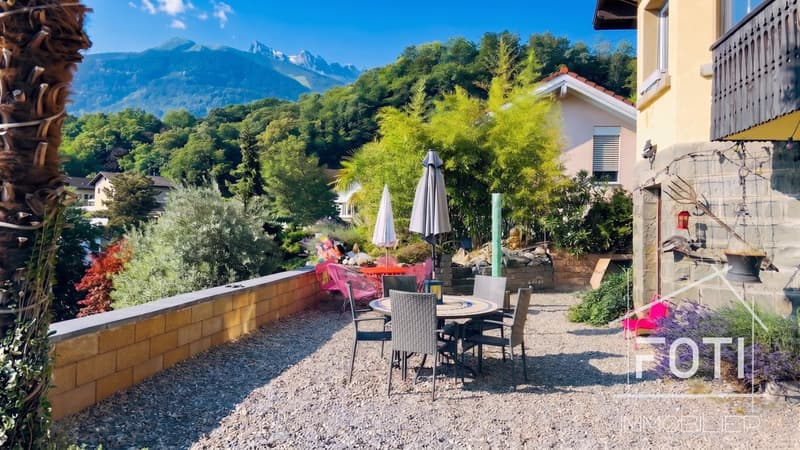 Magnifique terrasse avec vue sur les Dents-du-Midi