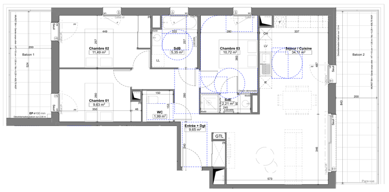 APPARTEMENT 4 PIECES AVEC TERRASSE ET GARAGE FERME EN SOUS-SOL (3)