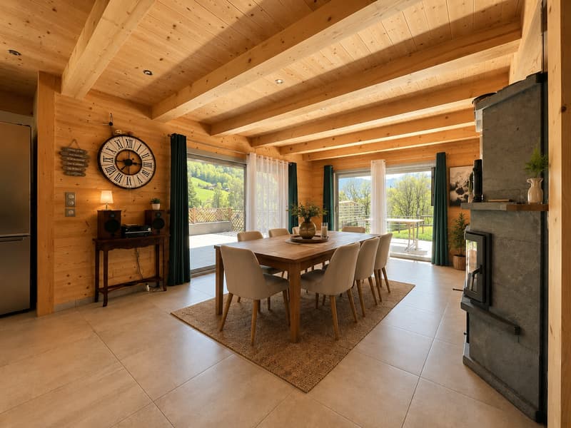 Magnifique chalet avec 110 m² de garages et vue panoramique sur les montagnes (3)
