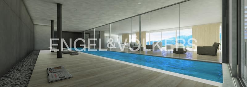 Vue sur le lac à 180 degrés, piscine intérieure et spa privé sur le Monte Bré (5)