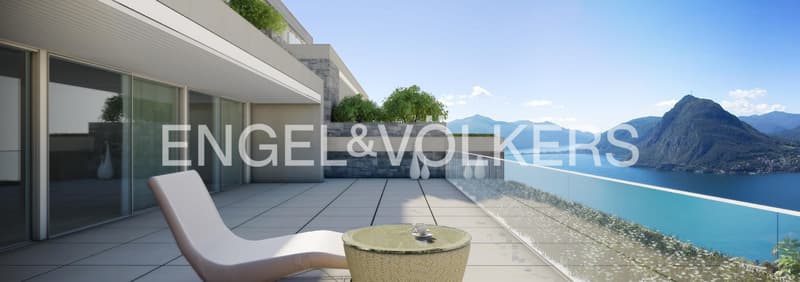 Vue sur le lac à 180 degrés, piscine intérieure et spa privé sur le Monte Bré (6)