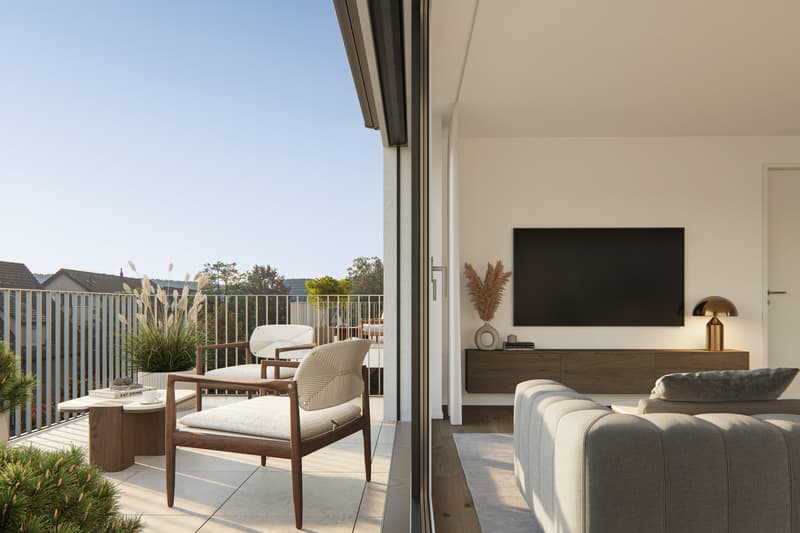 Appartement en attique de 4,5 pièces dans un immeuble neuf avec vue lointaine (2)