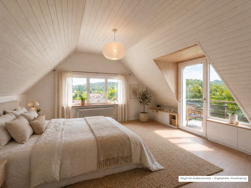 A cozy bedroom with a bed, pillows, and a blanket. A rug covers the floor, and a lamp is on the nightstand. Potted plants are on the window sill, and a radiator is below. A picture frame is on the wall, and a chair is on the balcony. A table with a candle