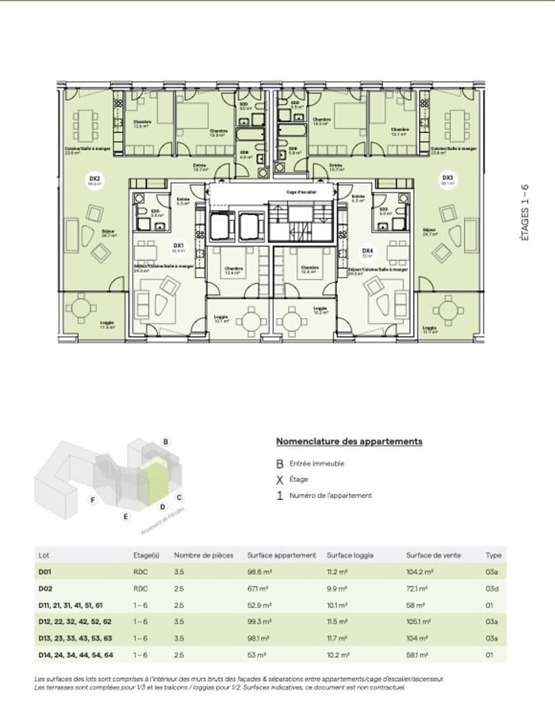 New D63 apartment, 3.5 rooms for rent on plan (7)