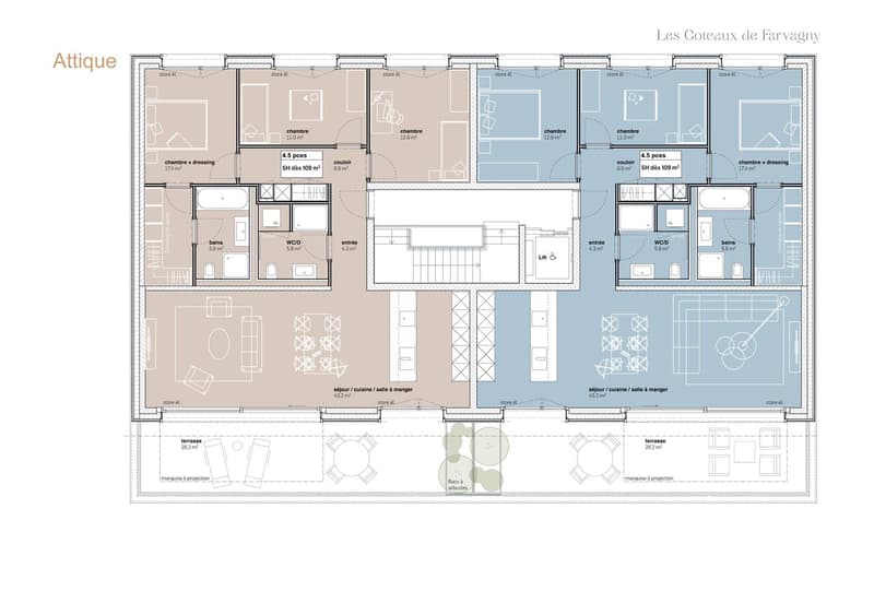 4 attiques de 4,5 pièces, modulables en grands 3,5 pièces (3)