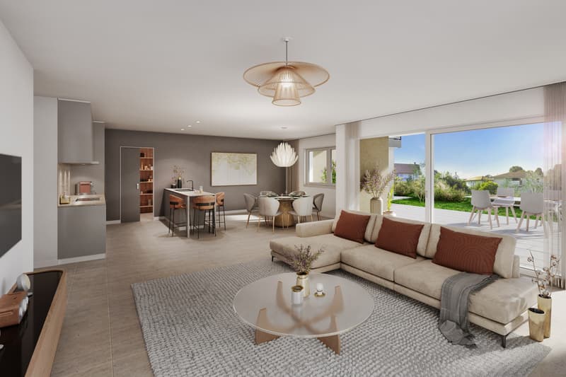 Vue séjour - appartement de 5.5 p