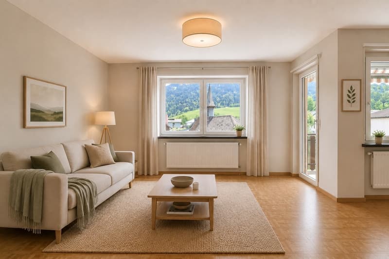 Illustration einer möglichen Renovierung der Wohnung. Die Renovierungsarbeiten sind im Verkaufspreis nicht inbegriffen.