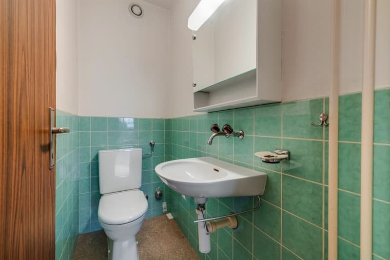 Gäste WC mit Lavabo und Spiegelschrank (Renovierungsarbeiten bis 08/2026)