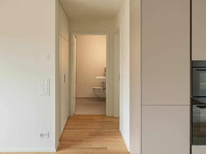 kleiner Flur mit Reduit für mehr Privatsphäre in den Badezimmern und im grossen Schlafzimmer