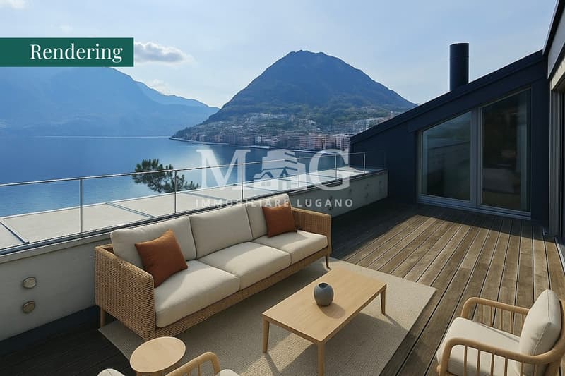 Lugano: Attico in Villa d'Epoca con vista lago e terrazza panoramica (5)