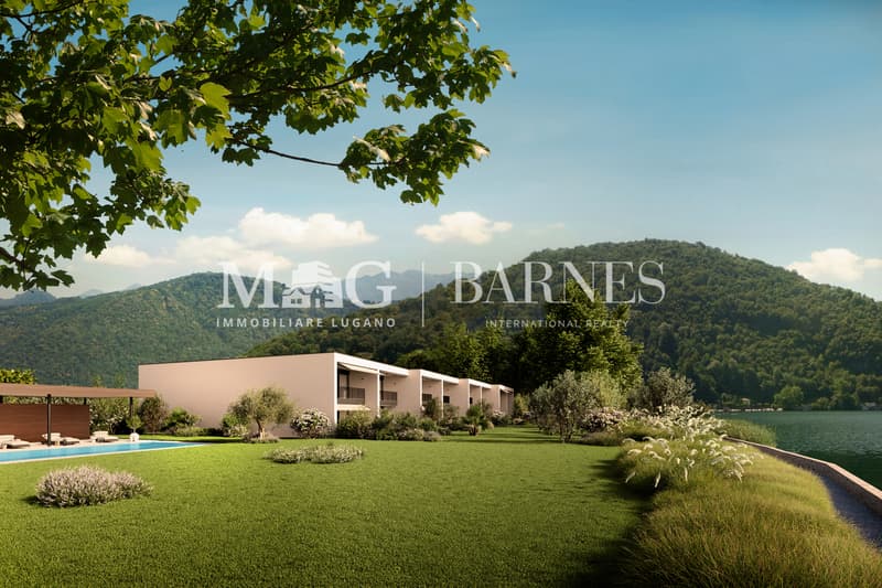 Villa di testa fronte lago con giardino privato a Caslano (7)