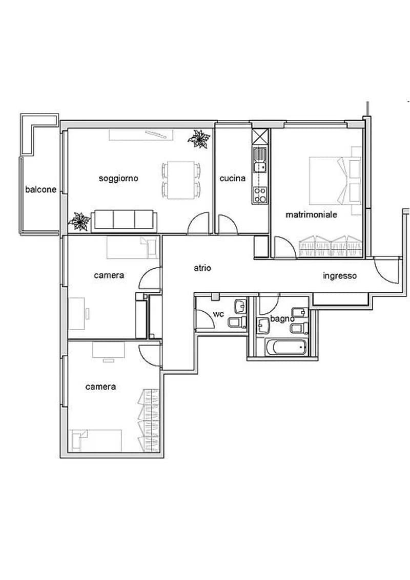Living room, Kitchen, 2 bedrooms, 2 bathrooms, balcony