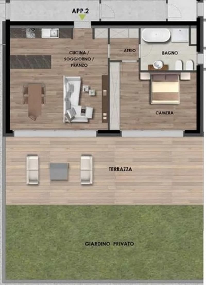 Living room, Kitchen, 2 bedrooms, 2 bathrooms, terrace