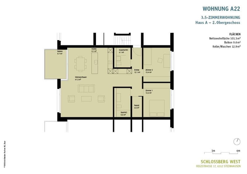 Wohnung A22, 2.OG links, Rigistrasse 17, 6312 Steinhausen