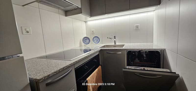 Countertops, stainless steel appliances, modern cabinetry, sink, dishwasher, electric range