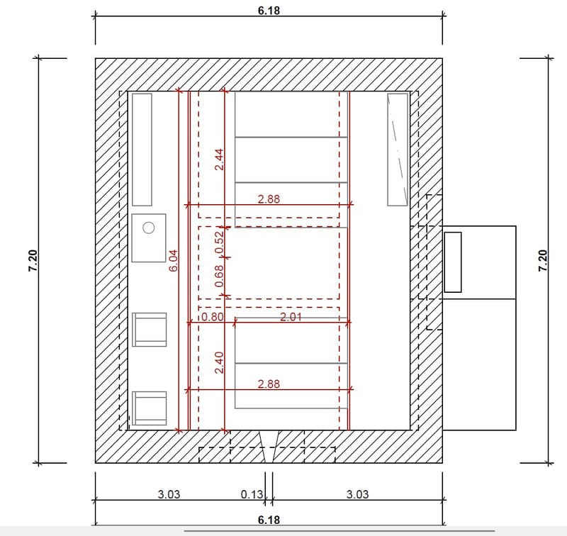 Floor plan with dimensions, includes living room, kitchen, 2 bedrooms, 2 bathrooms, and a balcony