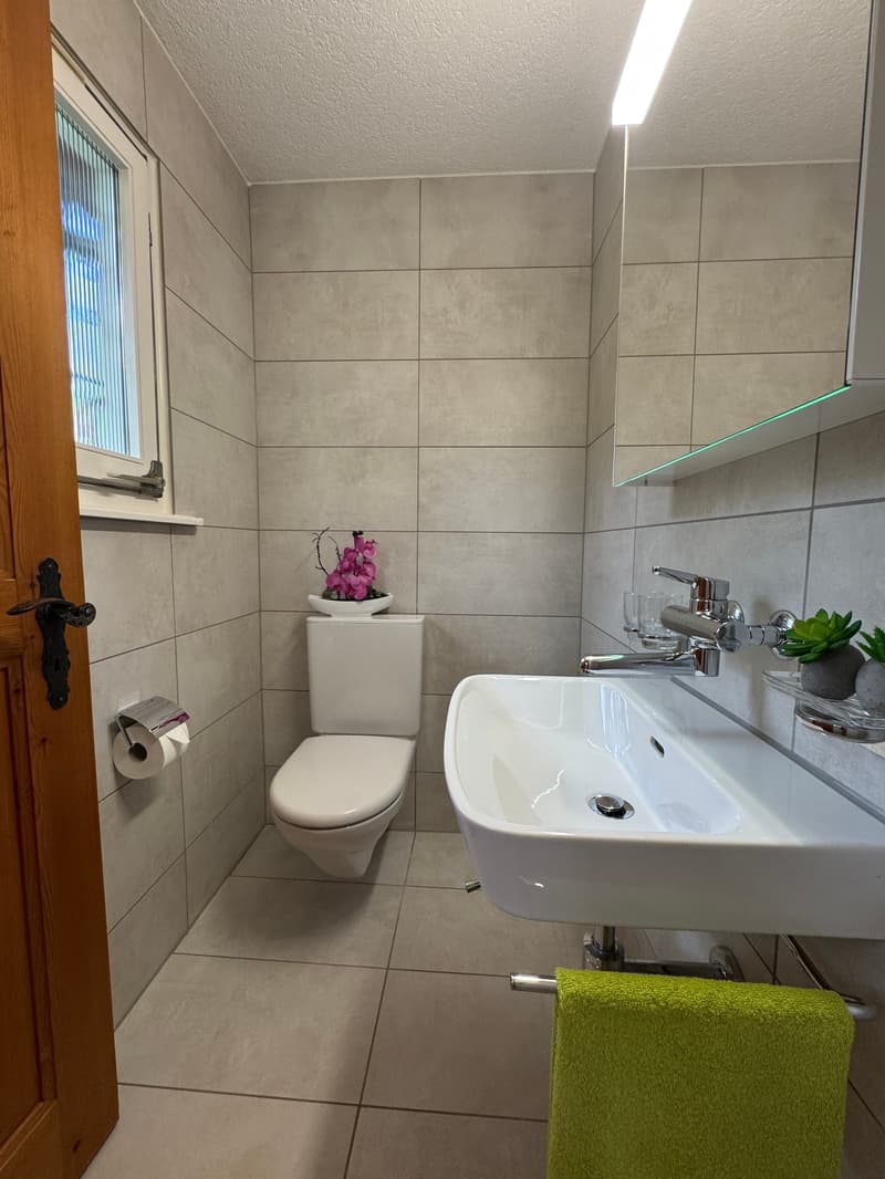 Gäste-WC mit Fenster am anderen Ende des Ganges...
