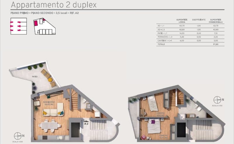 living room, kitchen, 3 bedrooms, 2 bathrooms, terrace