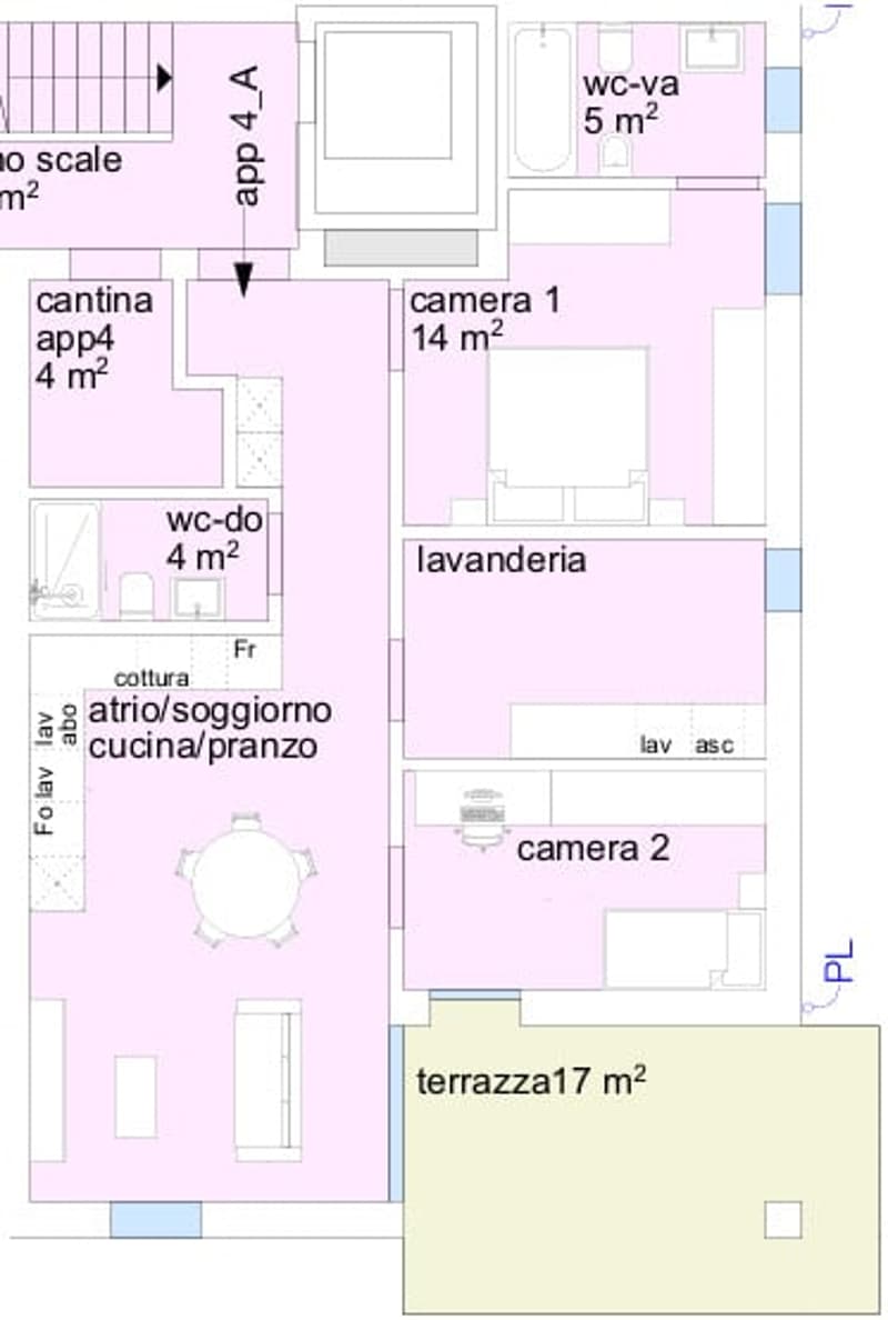 living room, kitchen, dining area, bedroom, 2 bathrooms, storage room, balcony