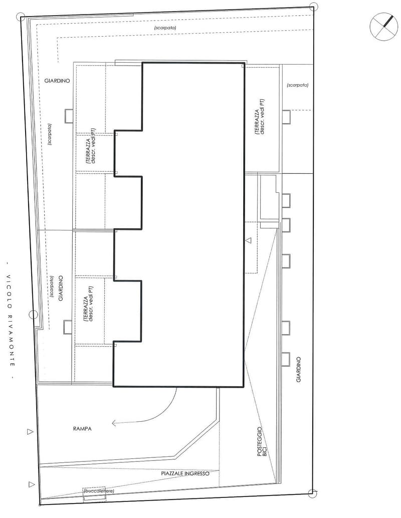 Floor plan with labeled rooms, garden, and ramp