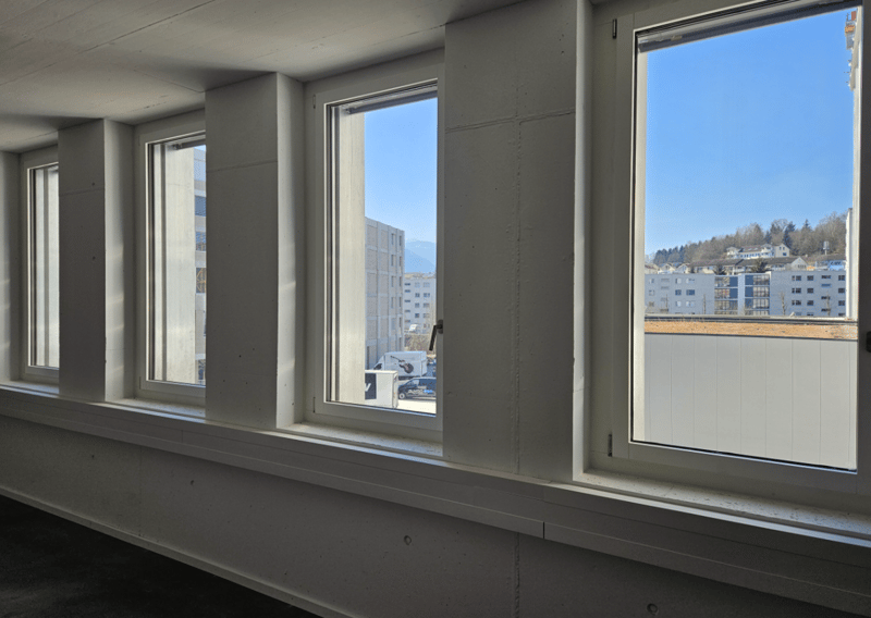 large windows, city view
