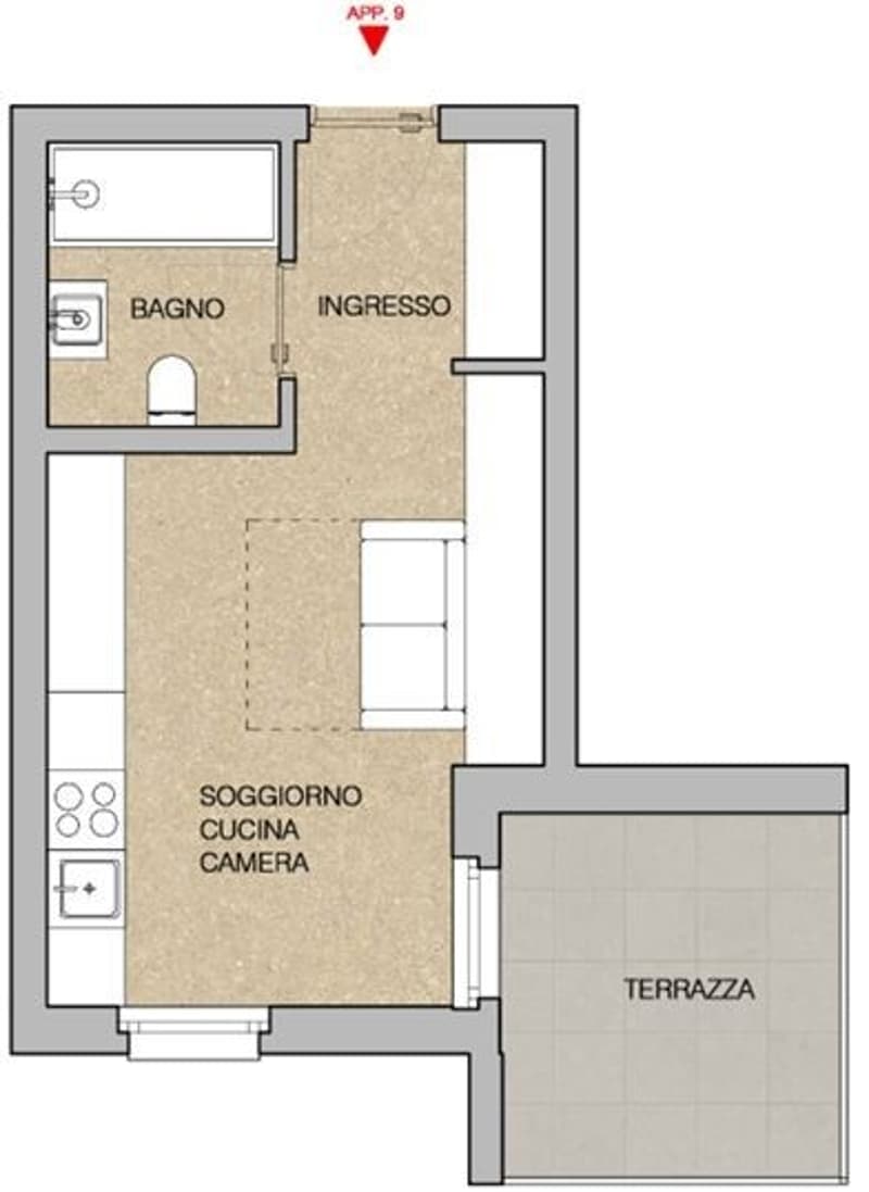 Neues Einzimmerapartment in Giubiasco zum Verkauf (4)