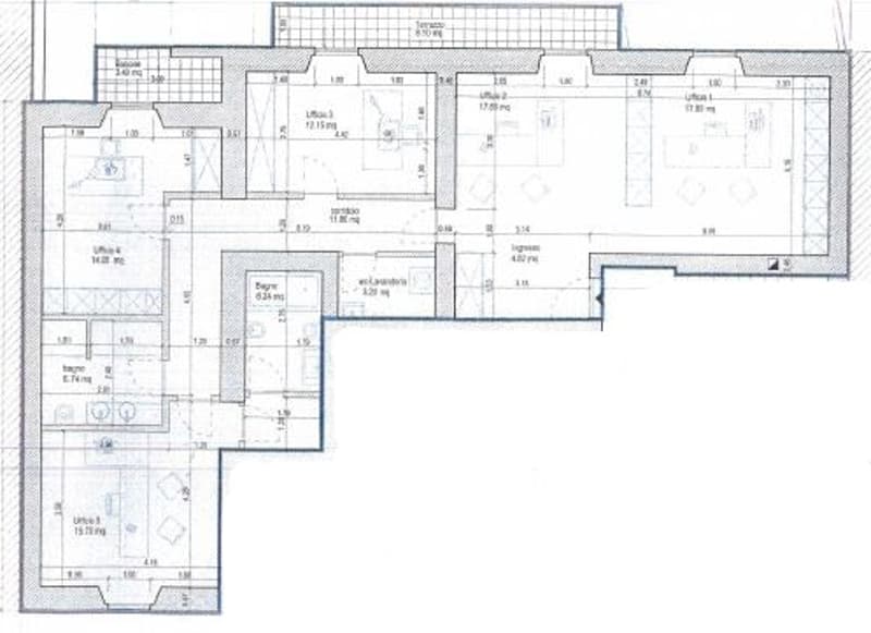 Open living space, kitchen, dining area, bedroom, bathroom, terrace