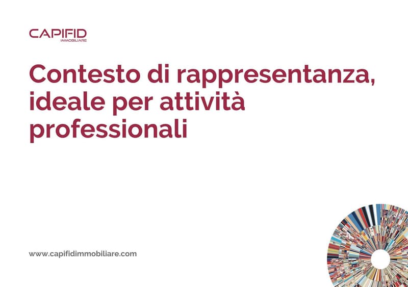 A poster that reads 'Contesto di rappresentanza, ideale per attività professionali' with the website www.capifidimmobiliare.com