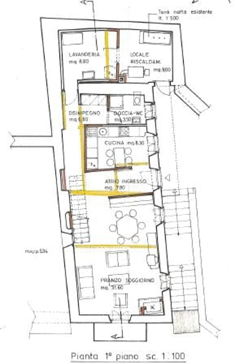 Living room, kitchen, bedroom, bathroom, hallway, storage room, dining area, entrance