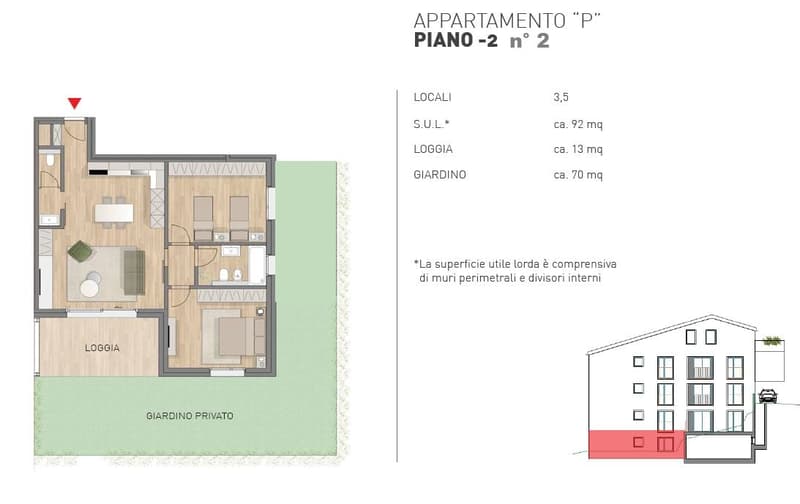 2 bedrooms, living room, kitchen, bathroom, terrace, private garden