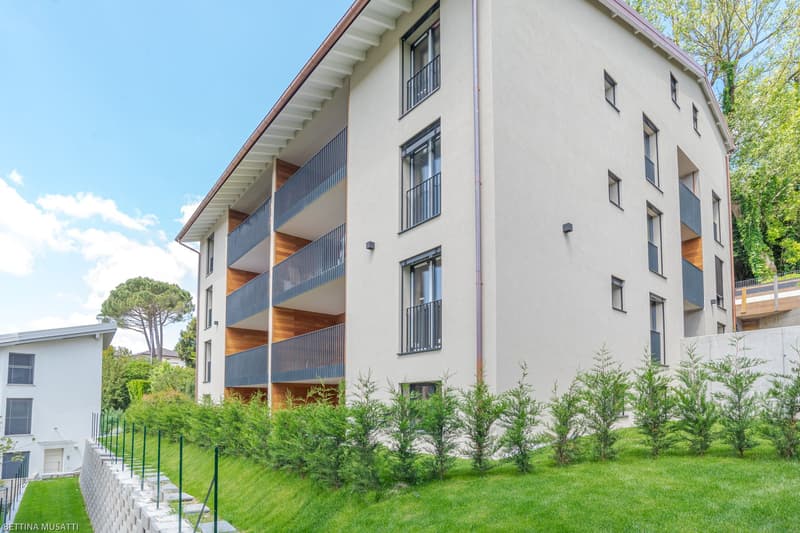 Multi-story residential building with balconies