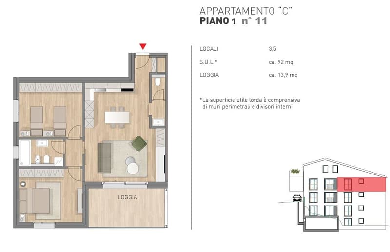 living room, kitchen, 1 bedroom, 1 bathroom, terrace