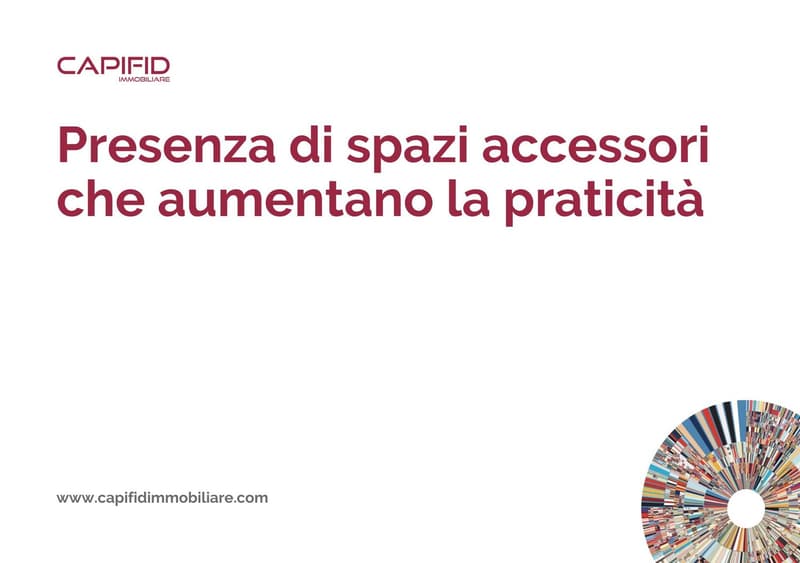An advertisement poster for 'CAPIFID IMMOBILIARE' highlighting the presence of accessory spaces that increase practicality