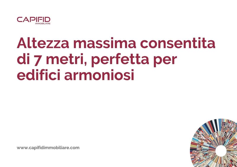 Advertisement text about the maximum height allowed of 7 meters for harmonious buildings.