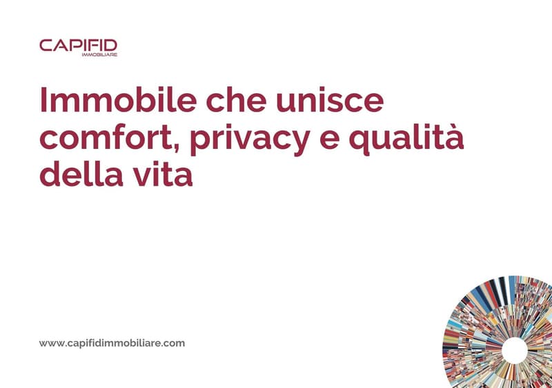 Advertisement for real estate company Capifid Immobiliare, emphasizing comfort, privacy, and quality of life.