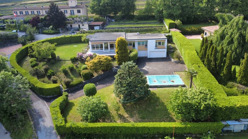 Two story house with garden and swimming pool, close to road, private entrance