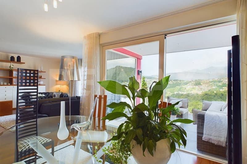 Vivere il panorama in casa luminosa e moderna a Lugano-Davesco (1)