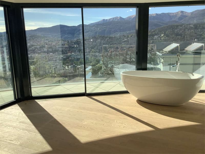 Lugano Albonago, villa moderne avec piscine et vue sur le lac (13)
